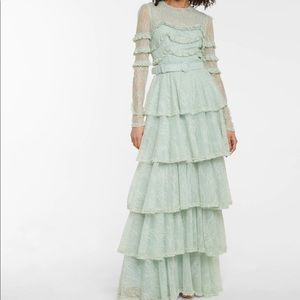 Gorgeous Costarellos melon green Miranda chantilly gown.